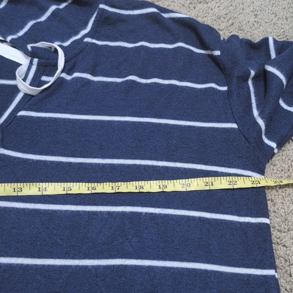 Market & Spruce Kallon Soft Brushed‎ Pullover Hoodie Navy Blue White Stripes XL - Picture 8 of 11